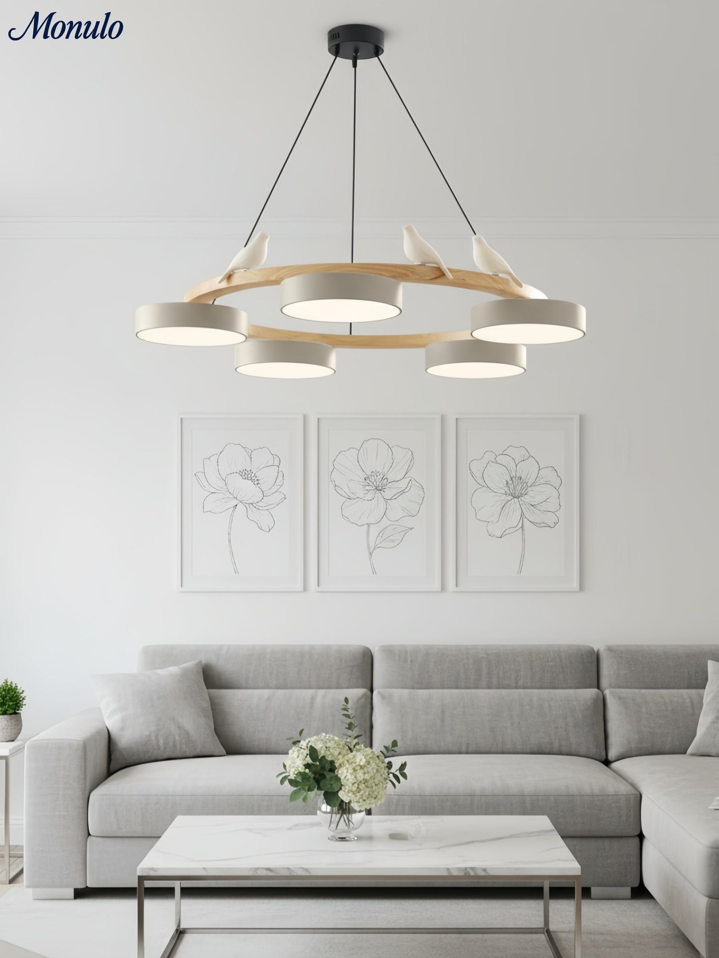 Decoratieve Vogelkroonluchter met Gekleurde Cirkels voor Eetkamer en Woonkamer