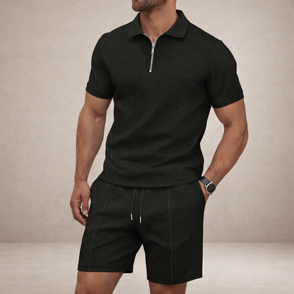 Heren Poloshirt en Shorts Set Slim Fit Ademend Korte Mouw