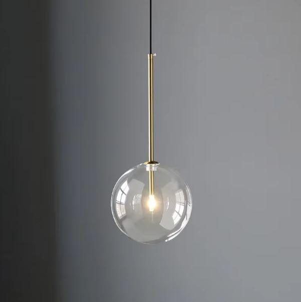 Glazen Hanglamp Bol Messing Chroom Zwart Modern Design Warm Wit 3000K 15cm 20cm 25cm Plafondverlichting Eetkamer