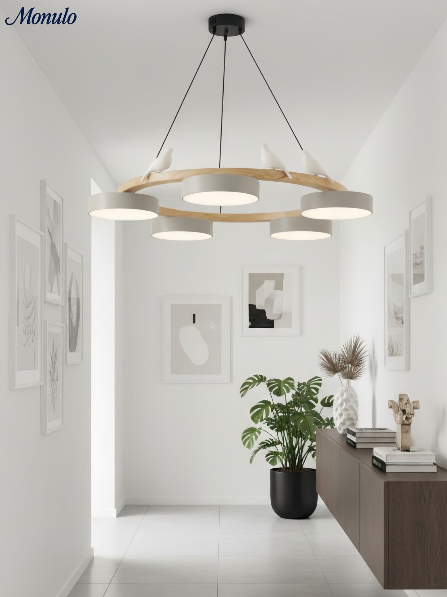 Decoratieve Vogelkroonluchter met Gekleurde Cirkels voor Eetkamer en Woonkamer