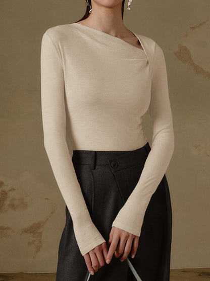 Dames Top Lange Mouwen Asymmetrische Klassieke Stijl