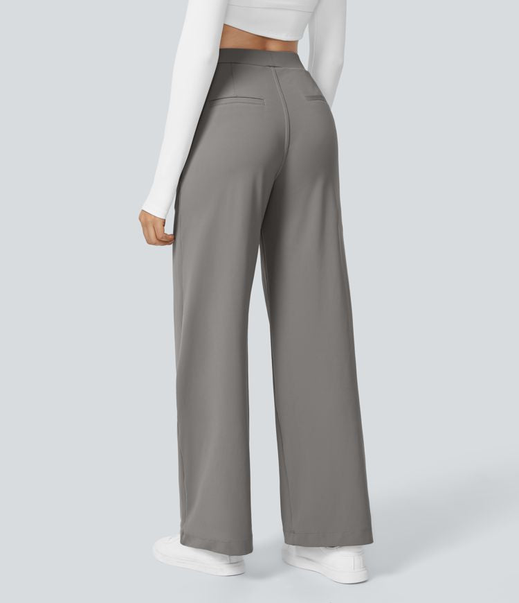 Dames Grote Maten Broek Hoge Taille Zwart Elegance - StudioMarella