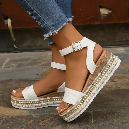 Comfortabele Enkelband Sandalen met Plateau Zool