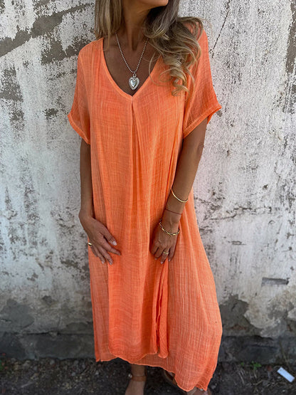 Midi-jurk V-hals Zomerjurk Voor Vrouw