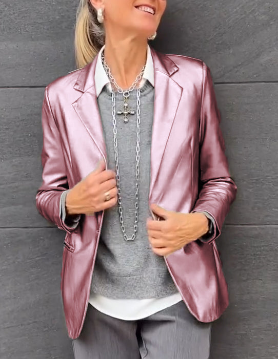 Dames Blazer Metallic Glanzend Anne-Fleur Jas