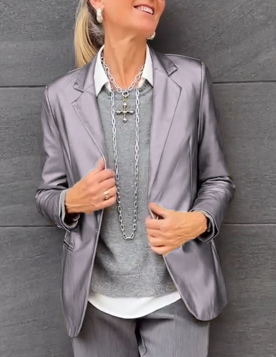 Dames Blazer Metallic Glanzend Anne-Fleur Jas