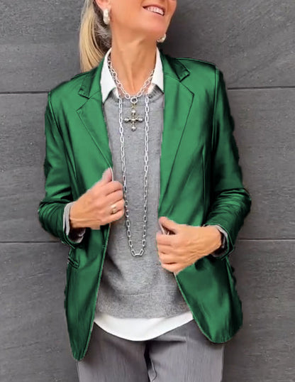 Dames Blazer Metallic Glanzend Anne-Fleur Jas