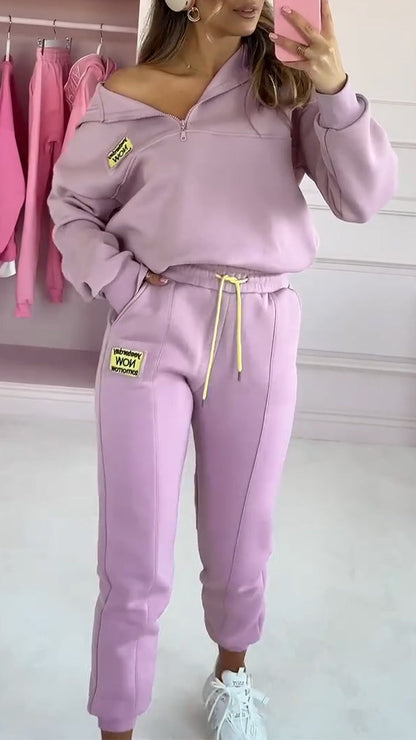Zachte Dames Loungewear Set met Joggingbroek en Sweatshirt