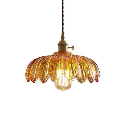 Geschulpte Glazen Bloem Hanglamp Industriële Stijl Eettafel Verlichting 25cm Tan Clear