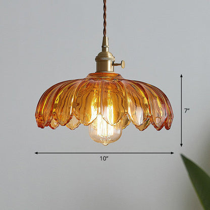 Geschulpte Glazen Bloem Hanglamp Industriële Stijl Eettafel Verlichting 25cm Tan Clear