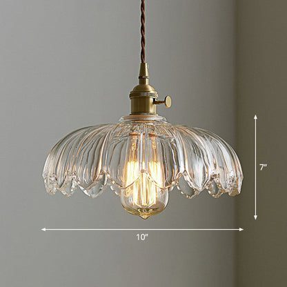 Hanglamp Glas Vintage Bloem Groen Koper 25cm Pendellamp Retro Woonkamer Eetkamer Romantisch