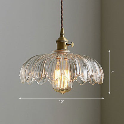 Geschulpte Glazen Bloem Hanglamp Industriële Stijl Eettafel Verlichting 25cm Tan Clear