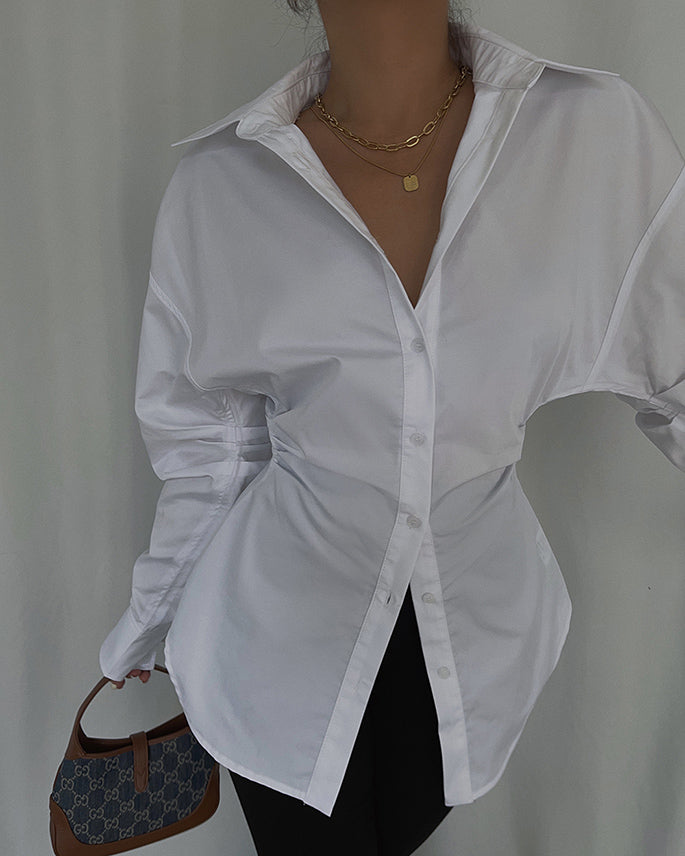 Dames Blouse Katoen met Kraag en Modern Design Hazel