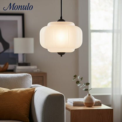 Vintage Melkglazen Hanglamp met Gegolfde Rand – Scandinavische Sfeerverlichting voor Keuken en Slaapkamer