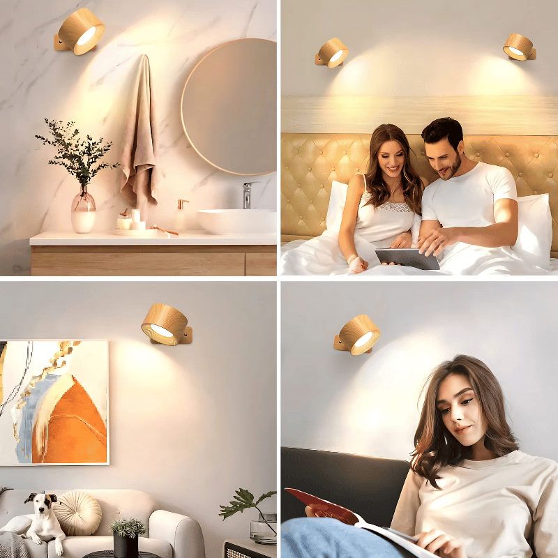 LED Wandlamp Draadloos met Accu en 360° Draaifunctie | Compact Design voor Woonkamer, Slaapkamer, Leeshoek, Hal | Instelbare Kleurtemperatuur Warmwit Neutraalwit Koudwit | Oplaadbare Verlichting 2000mAh