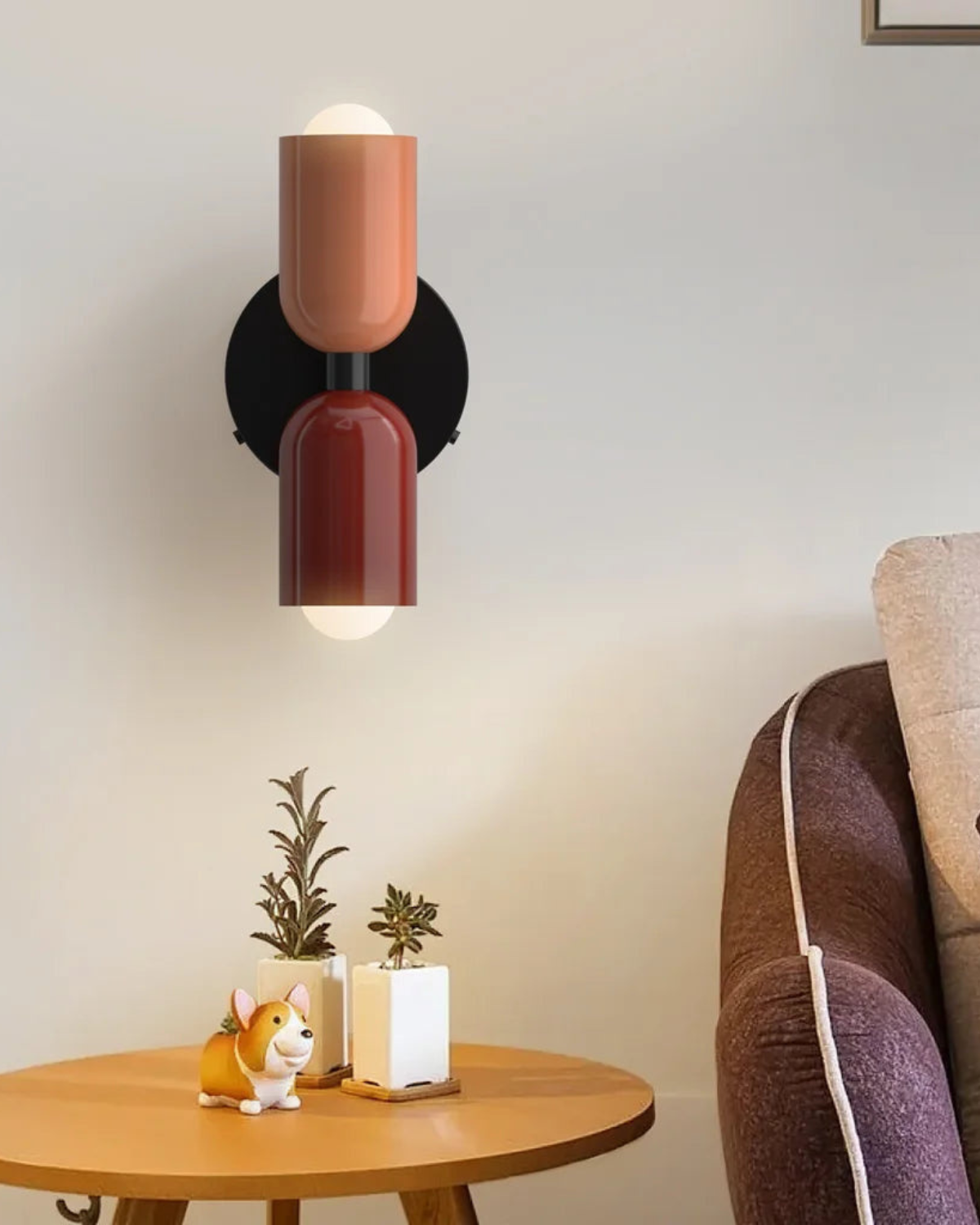 Wandlamp Dubbele Ronde Kap Zwart Frame Warm Sfeerlicht Slaapkamer Woonkamer Gang Minimalistische Wandverlichting Modern Japandi Scandinavisch Interieur
