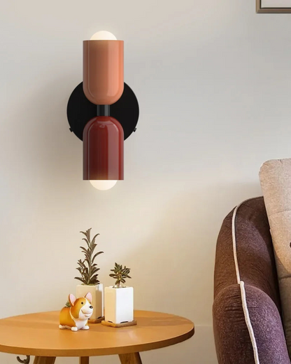 Wandlamp Dubbele Ronde Kap Zwart Frame Warm Sfeerlicht Slaapkamer Woonkamer Gang Minimalistische Wandverlichting Modern Japandi Scandinavisch Interieur