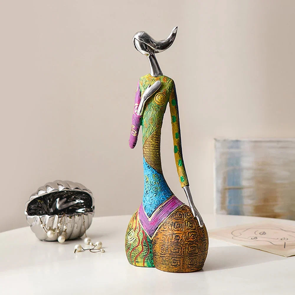 Handgemaakte Abstracte Vrouwenbeelden in Felle Kleuren – Elegante Harsen Sculpturen voor Woonkamer, Slaapkamer & Werkplek | Moderne Kunstdecoratie | Expressieve Interieurobjecten | Cadeau voor Kunstliefhebbers