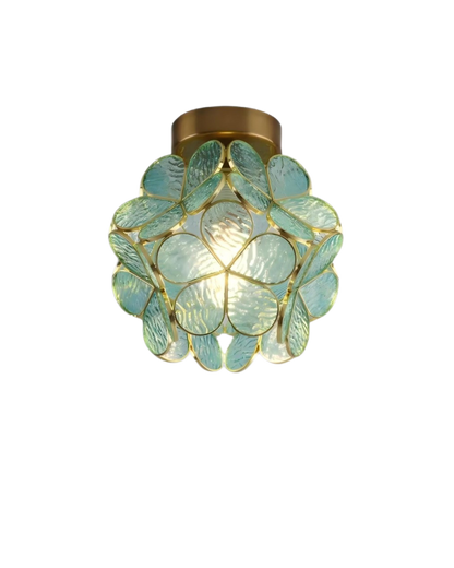 Moderne plafondlamp met bloemdesign in acryl en goudkleurig ijzer – luxe LED designlamp 20 cm