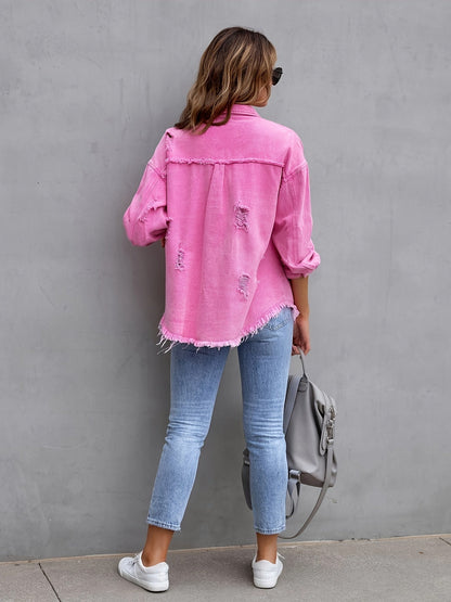 Oversized Denim Jasje Blauw Unisex Met Knoopsluiting