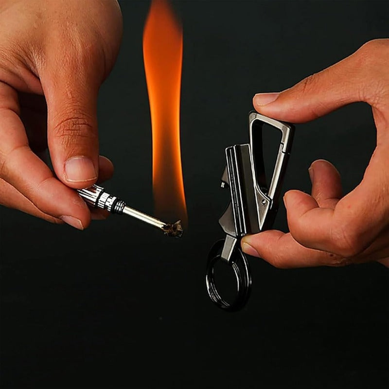 Permanente lucifer sleutelhanger met flesopener – 3-in-1 survival aansteker voor outdoor gebruik