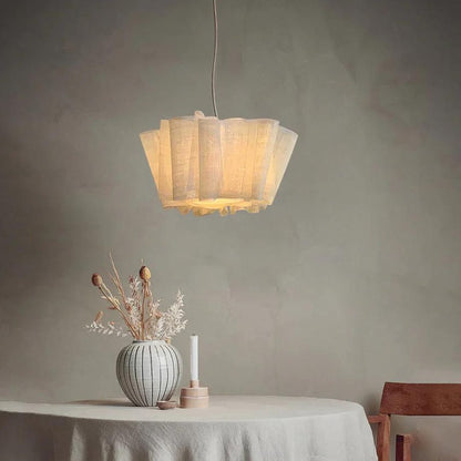 Geplisseerde Stoffen Hanglamp – Minimalistische Scandinavische Verlichting voor Eetkamer & Woonkamer