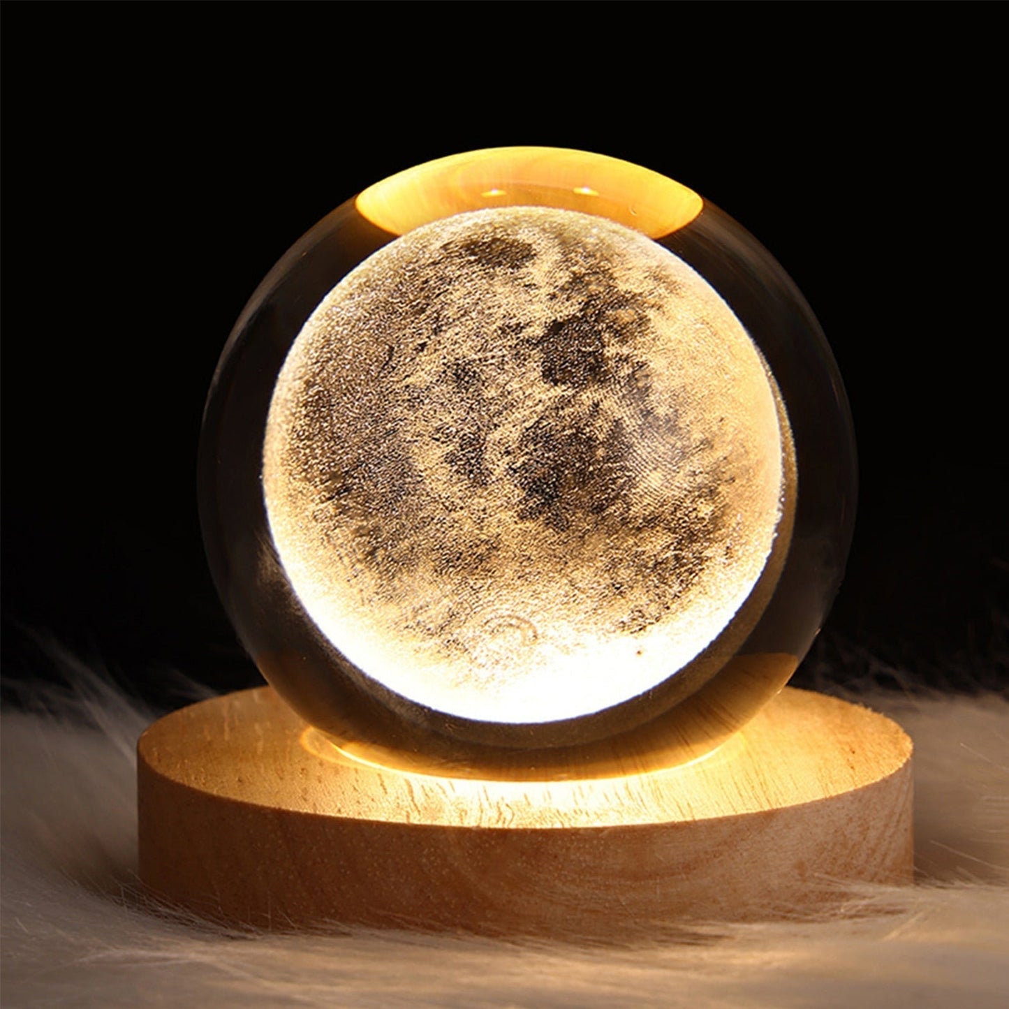 Planeet Nachtlampje Kristallen Bol met Sfeerverlichting Warmwit Licht en Decoratieve Standaard voor Slaapkamer Woonkamer Rust en Ontspanning