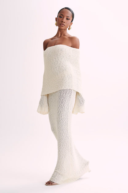 Off-Shoulder Maxi Jurk Bouclé Stof Zomerjurk