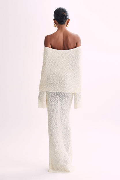 Off-Shoulder Maxi Jurk Bouclé Stof Zomerjurk