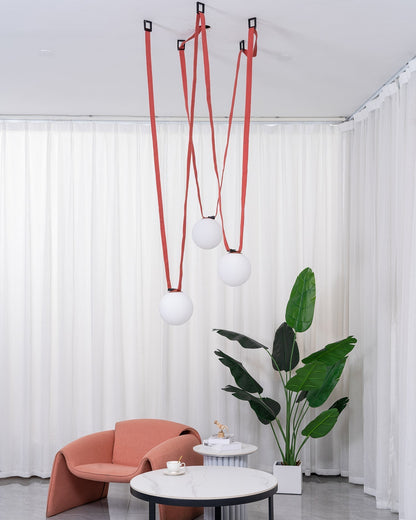 Hanglamp Leer Glas Bollen Luxe Verstelbaar Warm Wit Woonkamer Eetkamer