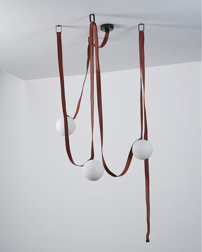 Hanglamp Leer Glas Bollen Luxe Verstelbaar Warm Wit Woonkamer Eetkamer