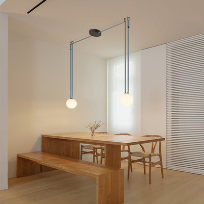 Hanglamp Leer Glas Bollen Luxe Verstelbaar Warm Wit Woonkamer Eetkamer