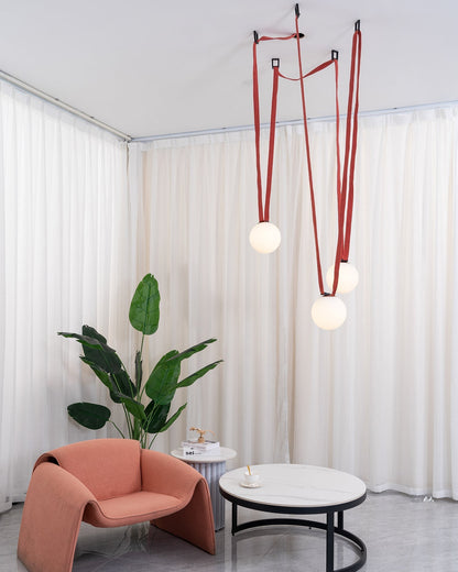 Hanglamp Leer Glas Bollen Luxe Verstelbaar Warm Wit Woonkamer Eetkamer