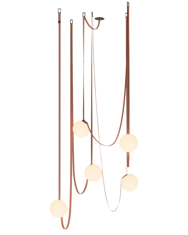 Hanglamp Leer Glas Bollen Luxe Verstelbaar Warm Wit Woonkamer Eetkamer