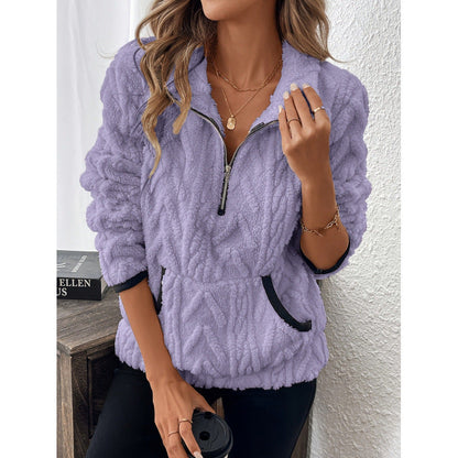 Dames Teddy Trui Zacht Warme Half-Zip Sweater