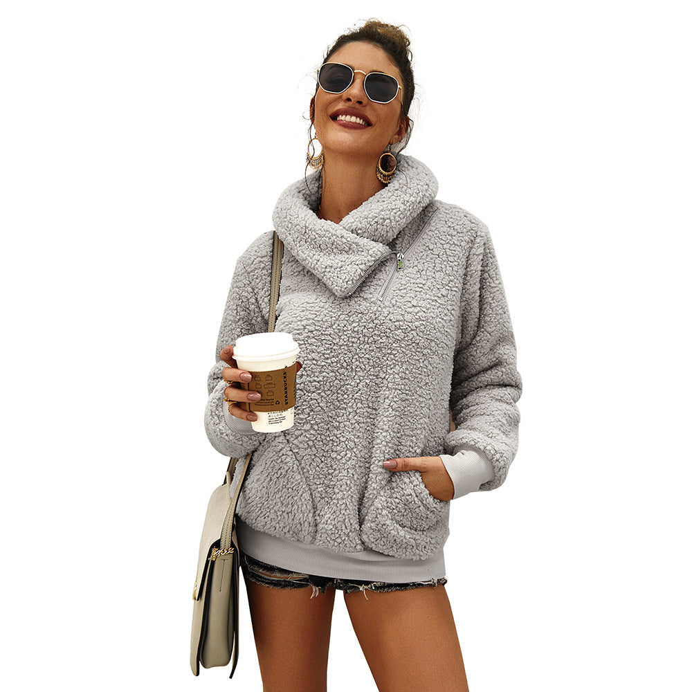 Dames Trui Teddy Warm met Rits en Kraag