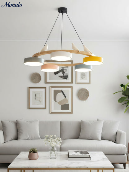Decoratieve Vogelkroonluchter met Gekleurde Cirkels voor Eetkamer en Woonkamer