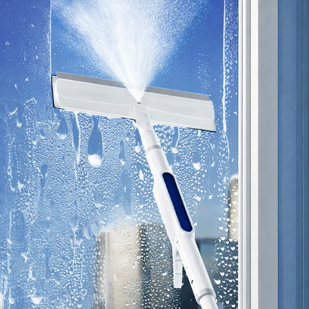 Ramenreiniger Met Telescoopsteel En Spray 3 In 1 Draaibaar 130cm