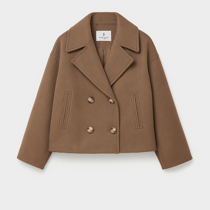 Dames Peacoat Dubbelrij Relaxed Fit Lange Jas