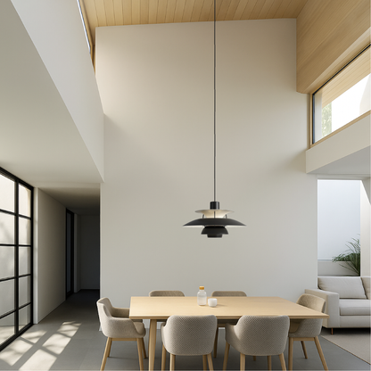 Meerlagige Deense Hanglamp Aluminium Zwart E27 Eettafel Keukeneiland Scandinavisch Design Verlichting Modern Interieur
