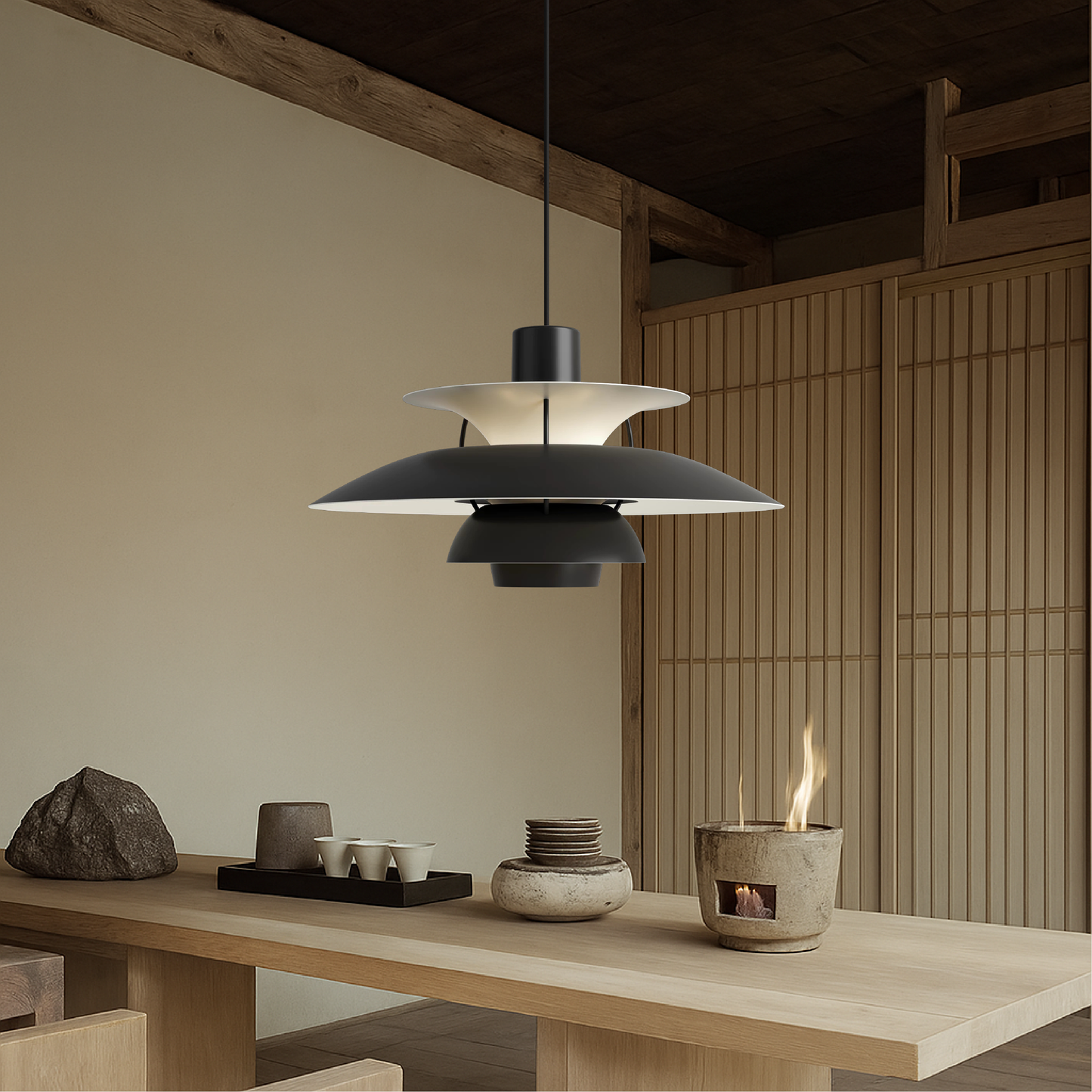 Meerlagige Deense Hanglamp Aluminium Zwart E27 Eettafel Keukeneiland Scandinavisch Design Verlichting Modern Interieur