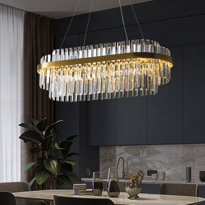 Luxe kristallen kroonluchter K9 kristal goud eettafel verlichting plafondlamp modern design rond rechthoek