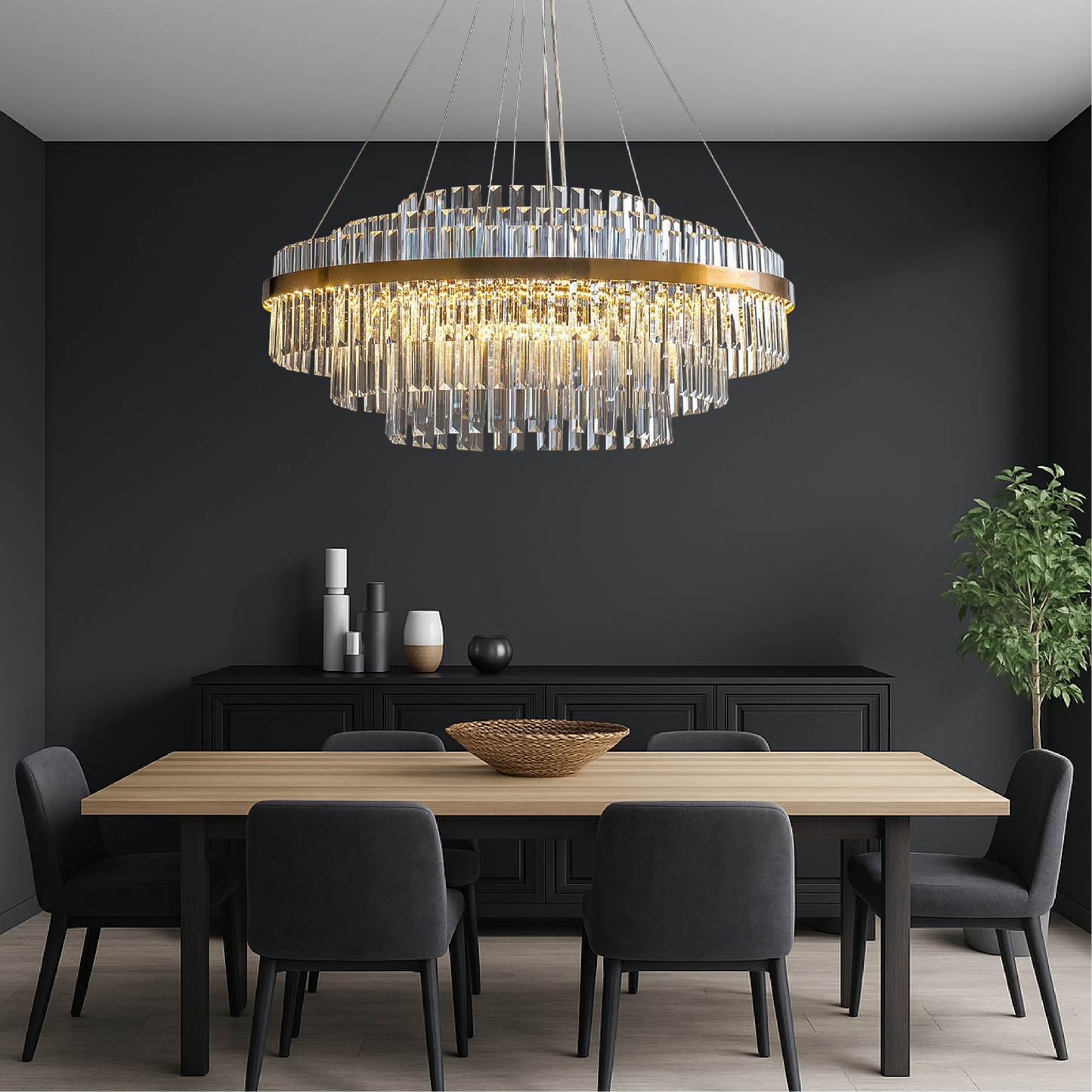 Luxe kristallen kroonluchter K9 kristal goud eettafel verlichting plafondlamp modern design rond rechthoek