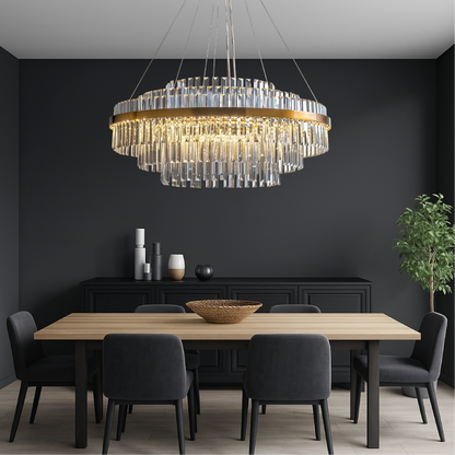 Luxe kristallen kroonluchter K9 kristal goud eettafel verlichting plafondlamp modern design rond rechthoek