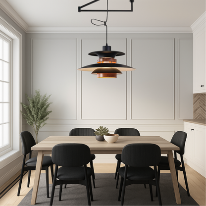 Merado zwenkarm hanglamp metaal hout zwart eetkamer verlichting verstelbaar Scandinavisch design hanglamp moderne pendant lamp