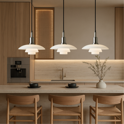 Deense design hanglamp 2/3 koppen glas metaal goud eetkamer keuken eiland Scandinavisch minimalistisch