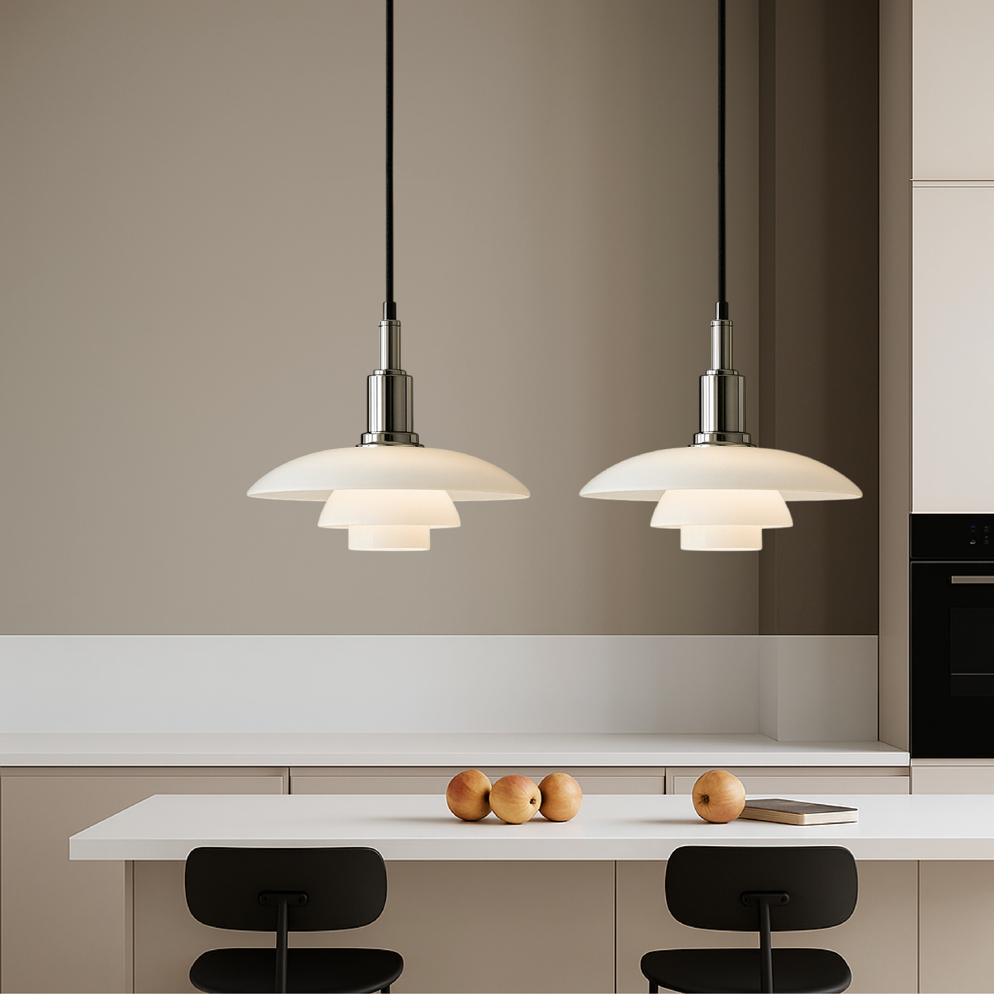 Deense design hanglamp 2/3 koppen glas metaal goud eetkamer keuken eiland Scandinavisch minimalistisch