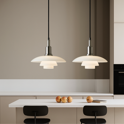 Deense design hanglamp 2/3 koppen glas metaal goud eetkamer keuken eiland Scandinavisch minimalistisch