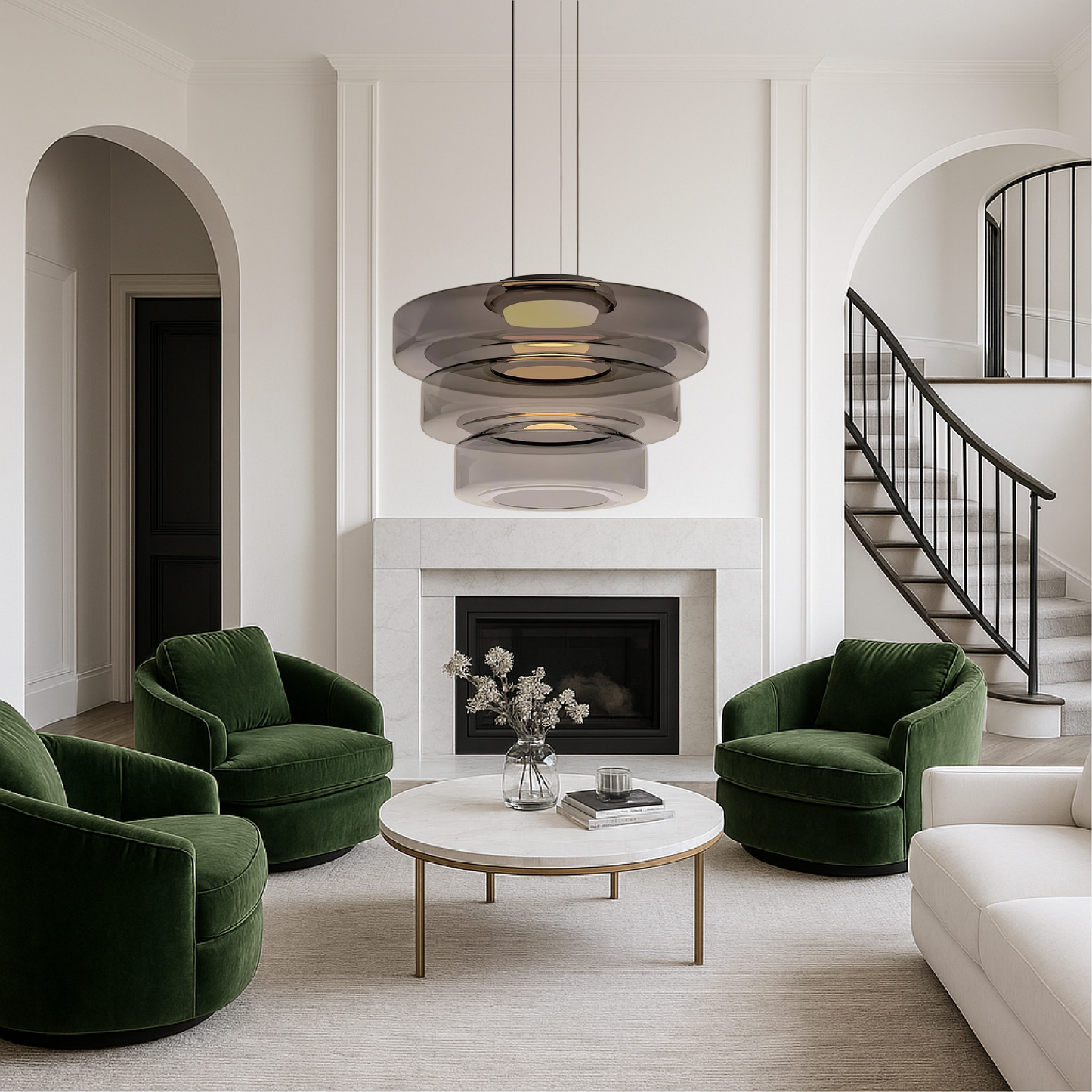 Deens glazen Bauhaus hanglamp handgeblazen glas Ø45cm hanglamp eetkamer woonkamer design verlichting modern minimalistisch