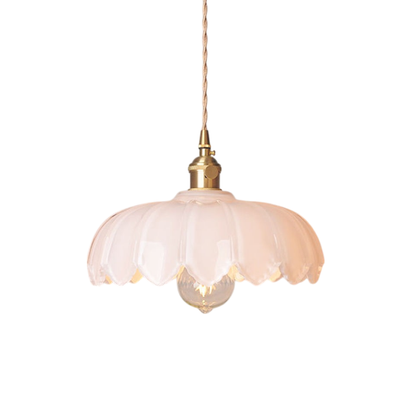 Glazen bloem hanglamp glas messing groen eetkamer vintage design keuken verlichting E27 verstelbaar modern klassiek